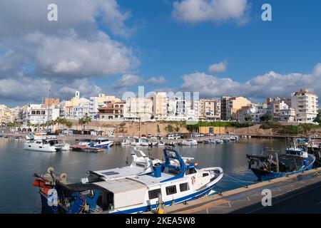 Hafen L'Ametlla de Mar Spanien Costa Dorada nördlich von L`ampolla und dem Ebro-Delta in der Provinz Tarragona Katalonien Stockfoto